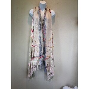 Soft‎ Surroundings Embroidered Vest Sleeveless Duster Bohemian One Size Artsy